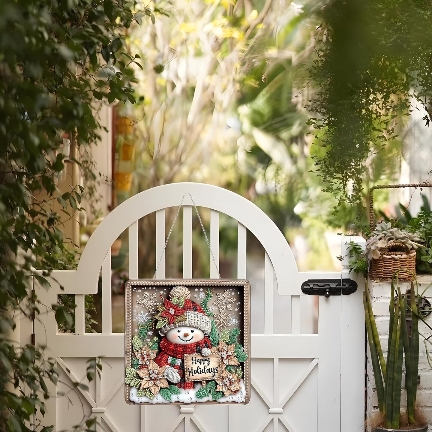 DIY Acrylic Diamond Art Wreath Kit – Special Shaped Rhinestone 5D Christmas Snowman Hanging Ornament