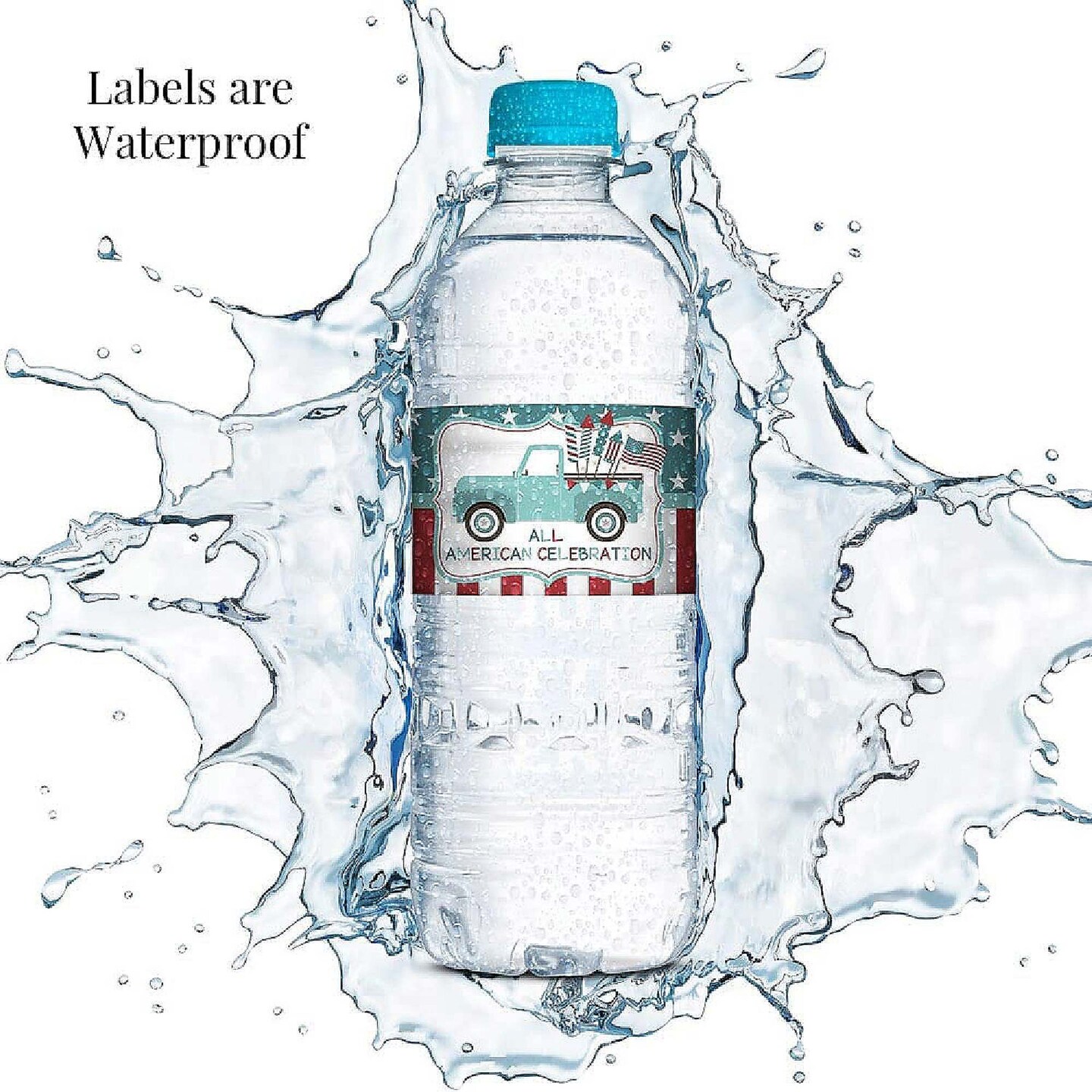 AmandaCreation All American Celebration Water Bottle Wrappers 20 Pieces