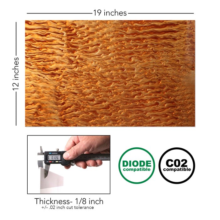 Pearlescent Acrylic 2.6mm (1/8th Inch), 12x19 inch | CO2 Laser &#x26; CO2 Glowforge Ready, Special Pattern Cast Acrylics, Craft Closet Brand