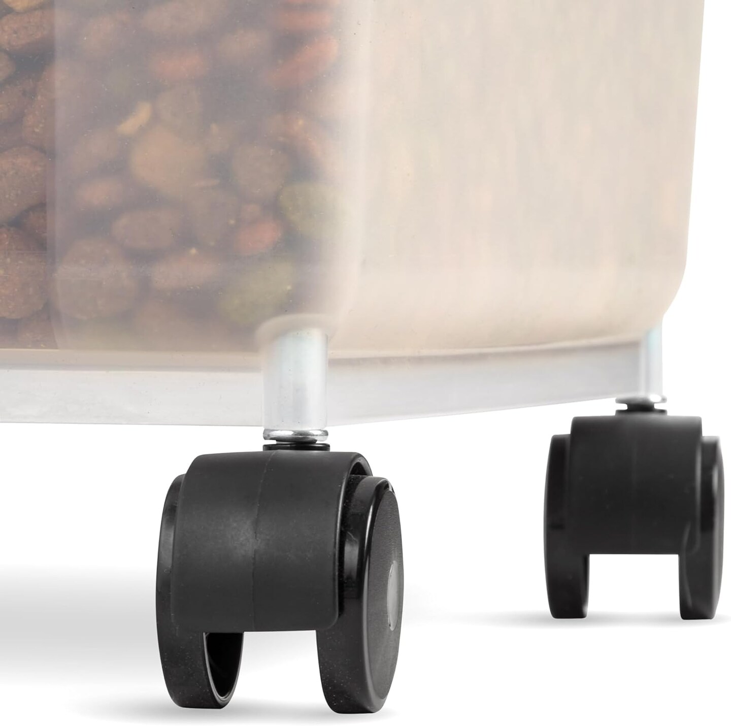 IRIS USA Dog Food Storage Container 50 lbs, with Removable Rolling Wheels & Included Scoop, for Dog Cat Bird and Other Pets, Clear/Dark Gray