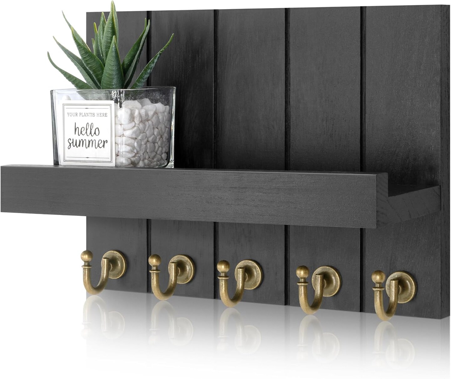 Decorative Farmhouse Key Holder for Wall - Modern Key Racks for Wall Decor Living Room and Mail Organizer with Shelf for Apartment Essentials
