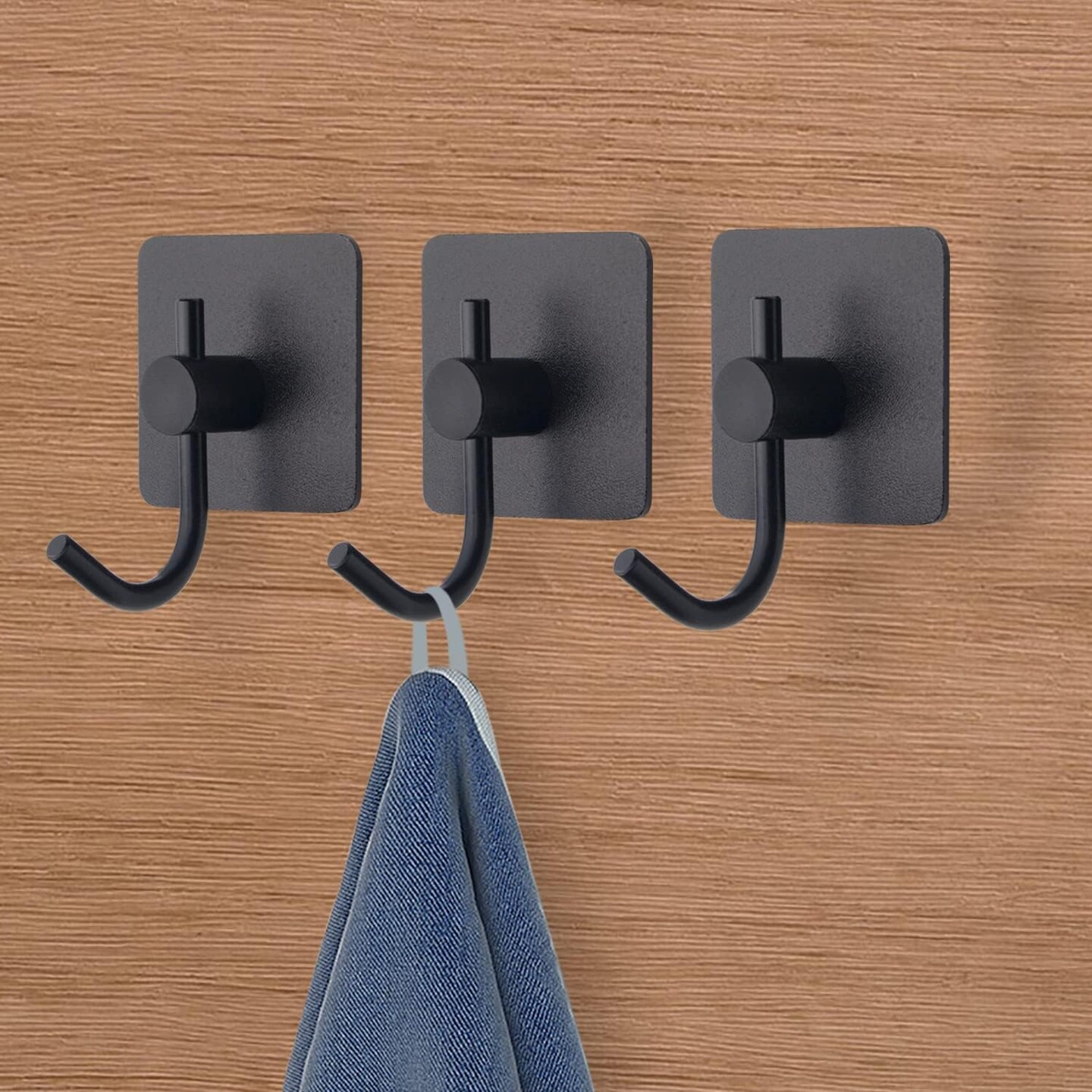 4-Pack Heavy Duty Adhesive Wall Hooks – Waterproof Aluminum Towel, Coat, Hat, Key, and Clothes Hooks for Kitchen, Bathroom, Office, Closet (Black)
