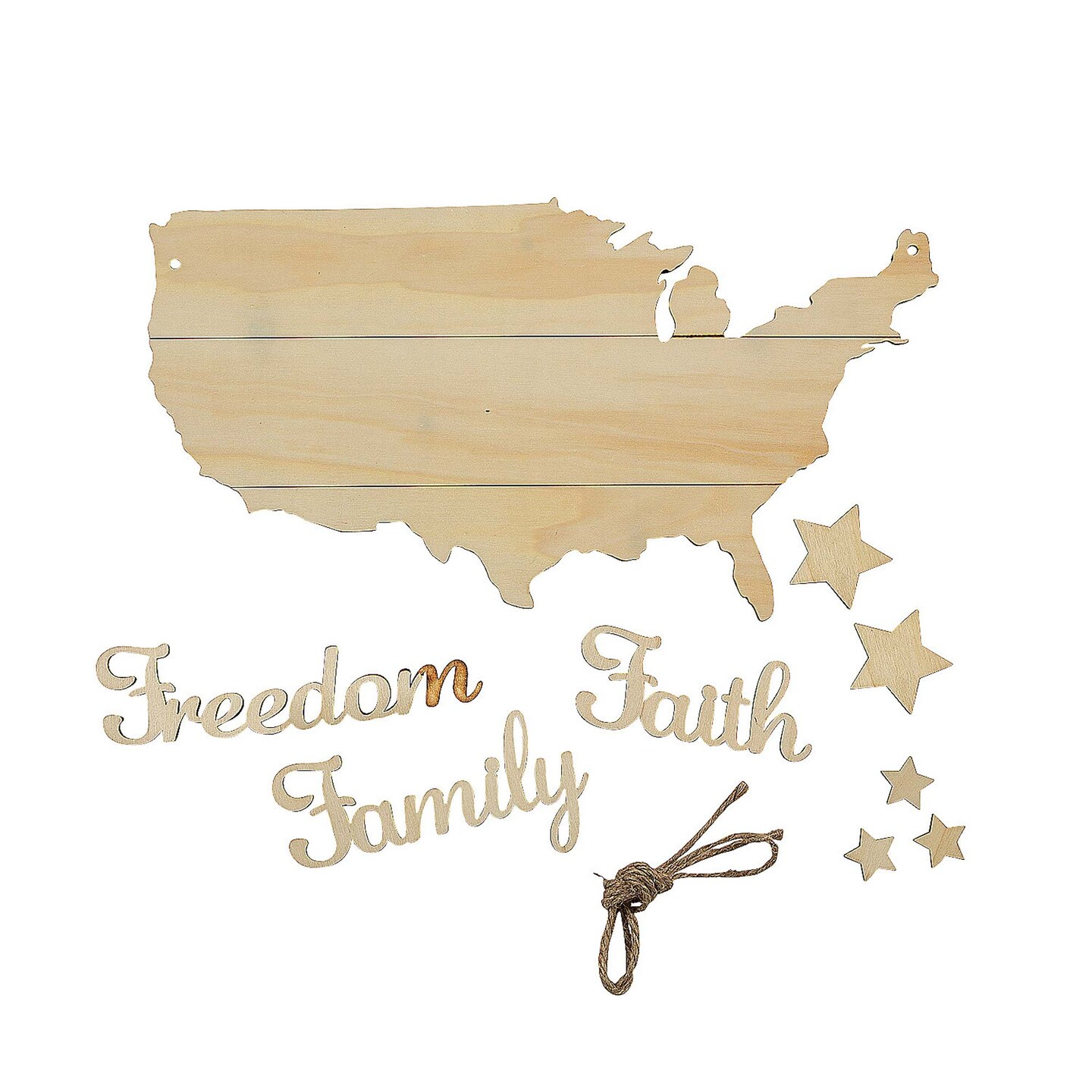4th of July DIY Unfinished Wood Faith Family Freedom Door Sign Makes 1