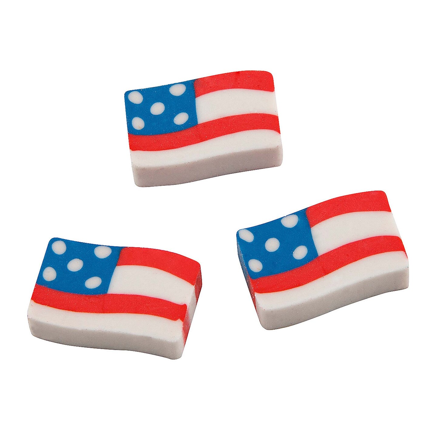 3/4&#x22; x 1/2&#x22; Bulk 144 Pc. Mini Patriotic USA Flag Rubber Erasers