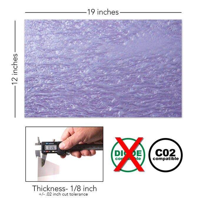 Pearlescent Acrylic 2.6mm (1/8th Inch), 12x19 inch | CO2 Laser & CO2 Glowforge Ready, Special Pattern Cast Acrylics, Craft Closet Brand