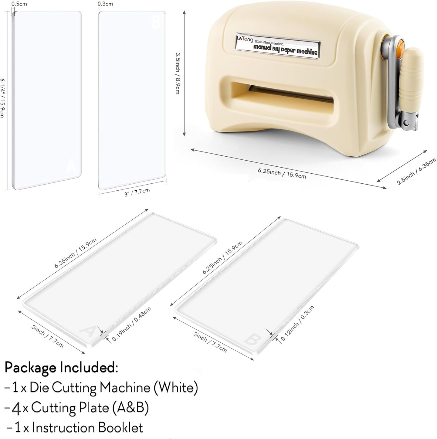 Mini Manual Die Cutting and Embossing Machine,for Arts&Crafts,Scrapbooking& Cardmaking,3" Opening,Crafting Projects Cutting Machine for Starter,Beige Metal Cutting Dies Machine with 4 Cutting Machine