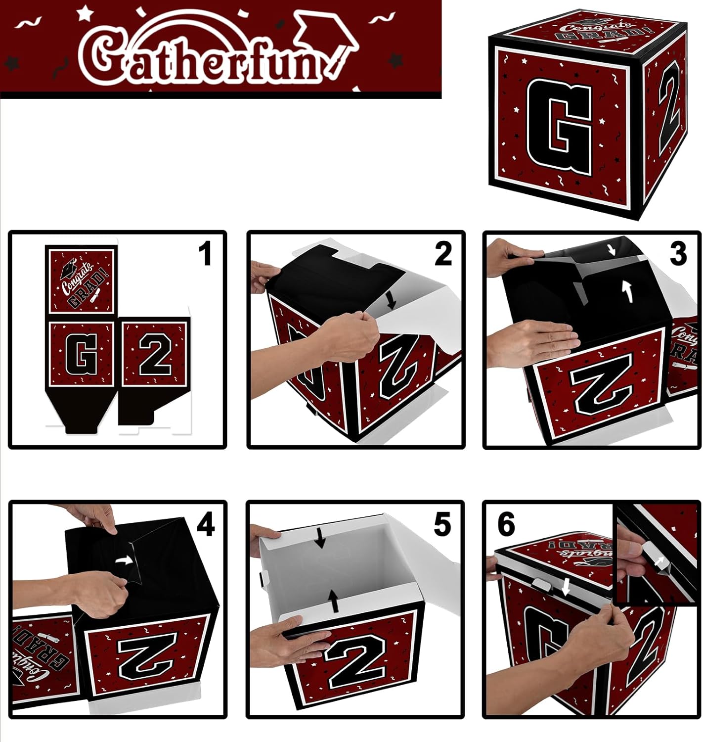 2026 Graduation Decorations Set - So Proud of You - Class of 2025 Balloon Boxes for Memorable Grad Party Supplies, Indoor/Outdoor Congrats Grad Home Door Décor Essentials( maroon and black)