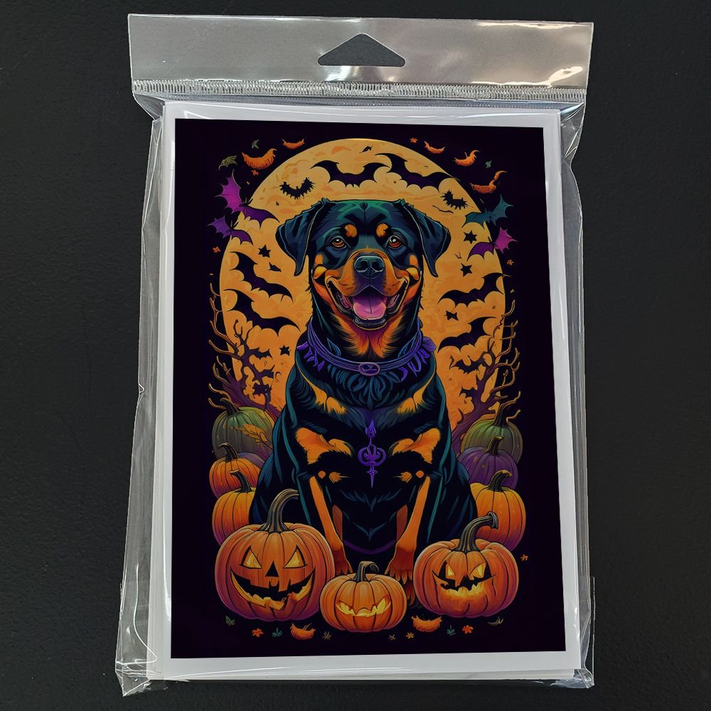 Edge Collections - 5" x 7" - Multicolor - Rottweiler Witchy Halloween Greeting Cards - 8 Pieces