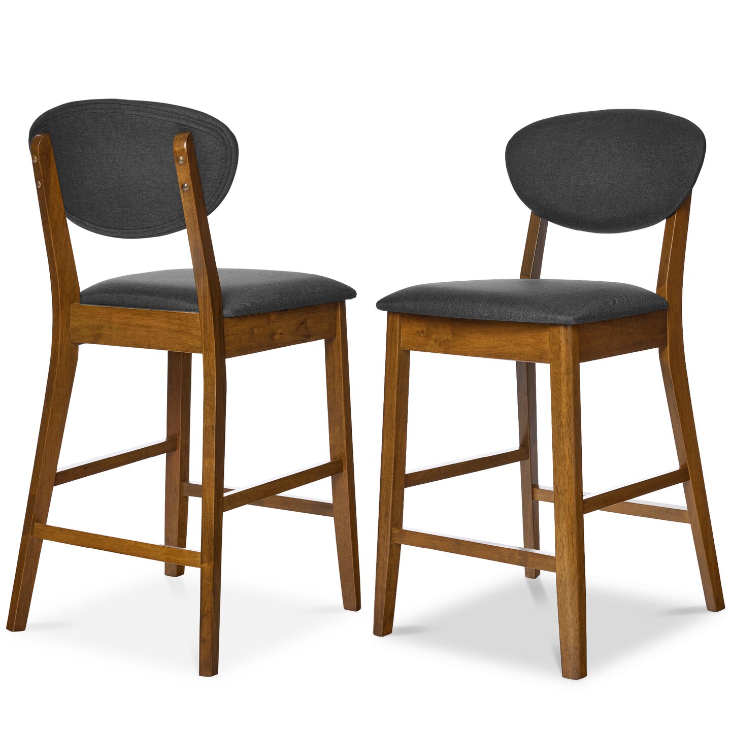 Best Choice Products 2-Piece Mid-Century Modern Wood and Upholstered Counter Height Bar Stool Set