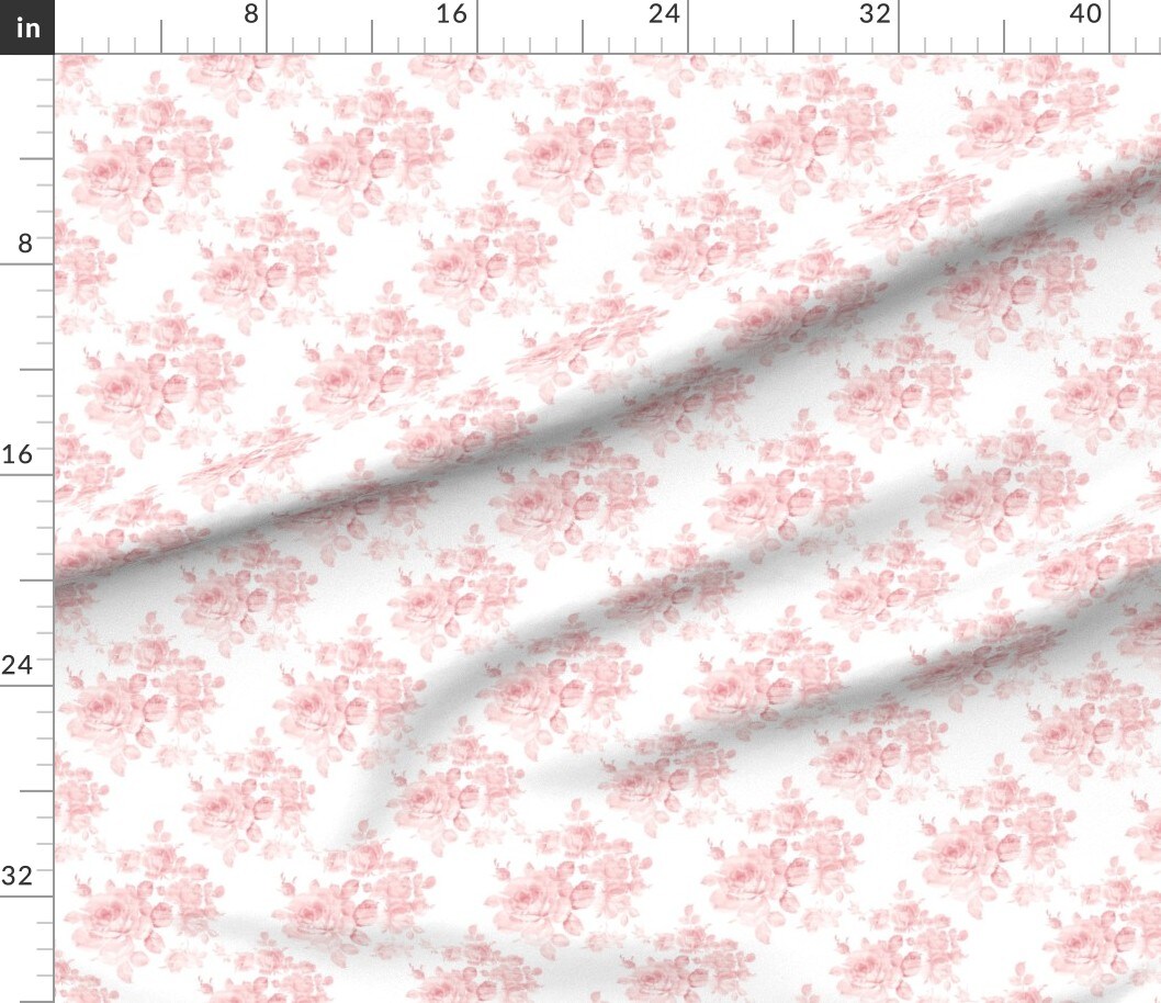 Pink And White Roses Flowers Floral Shabby Chic Cottage English Custom Printed Fabric by Spoonflower Various Fabrics by the Yard or Fat Quarter 7184066