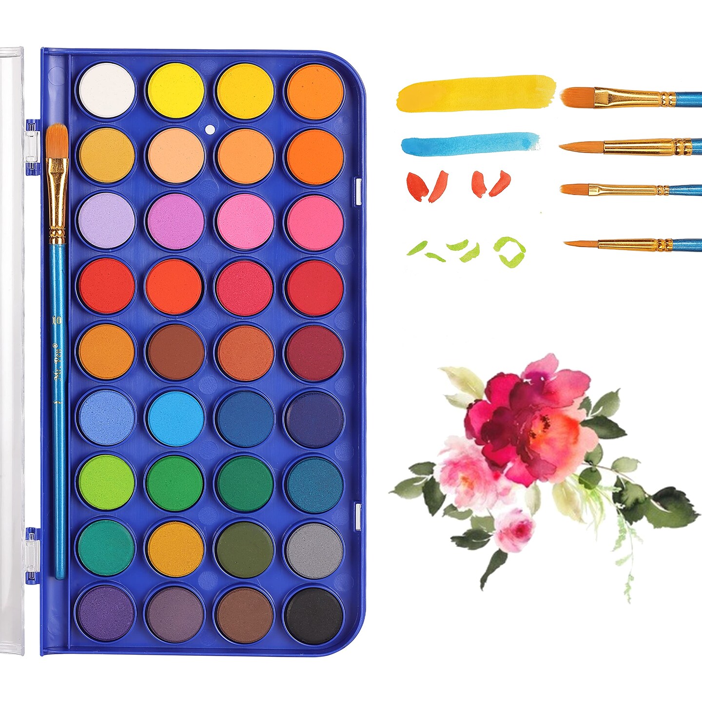 Mr. Pen- Watercolor Paint Set, 40 pcs, 36 Colors, Watercolor Paints, 4 Brushes, Non-Toxic Watercolor Paint, Portable Watercolor Set, Water Colors for Adults, Kids, Beginners and Artists