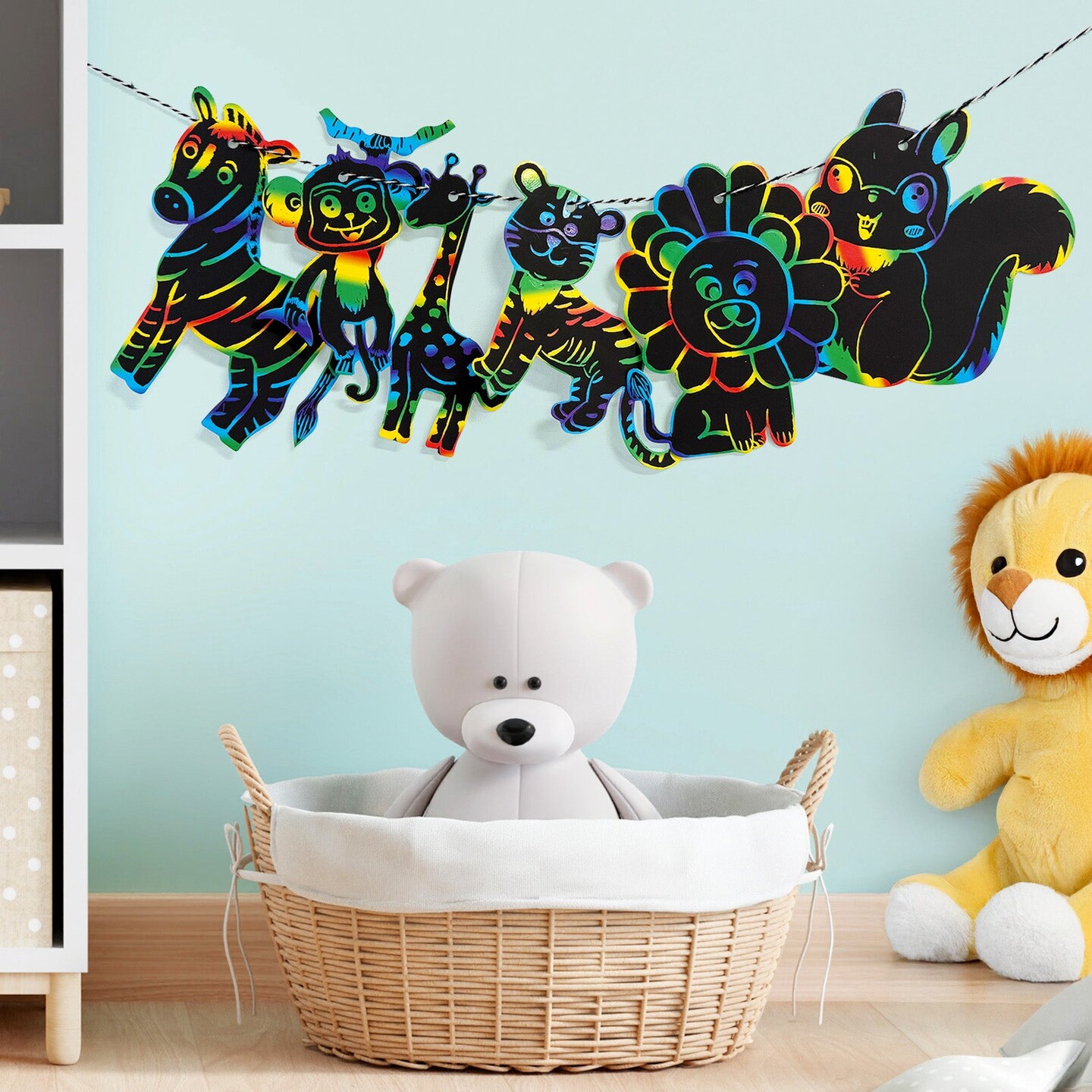 Wrapables 36pc Rainbow Scratch Arts Ornaments, DIY Magic Scratch Arts and Crafts, Animals