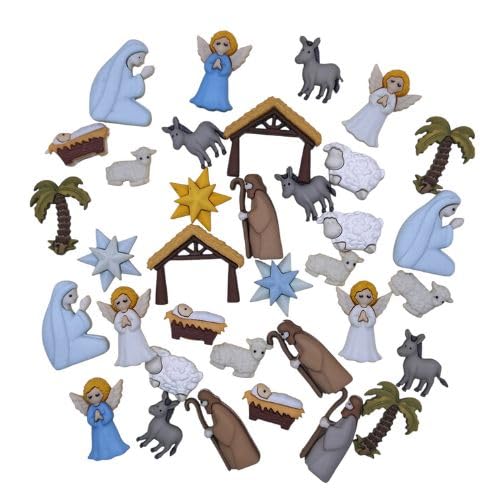 Buttons Galore 50 Piece Nativity Christmas Novelty Buttons Assortment for Sewing and Crafts