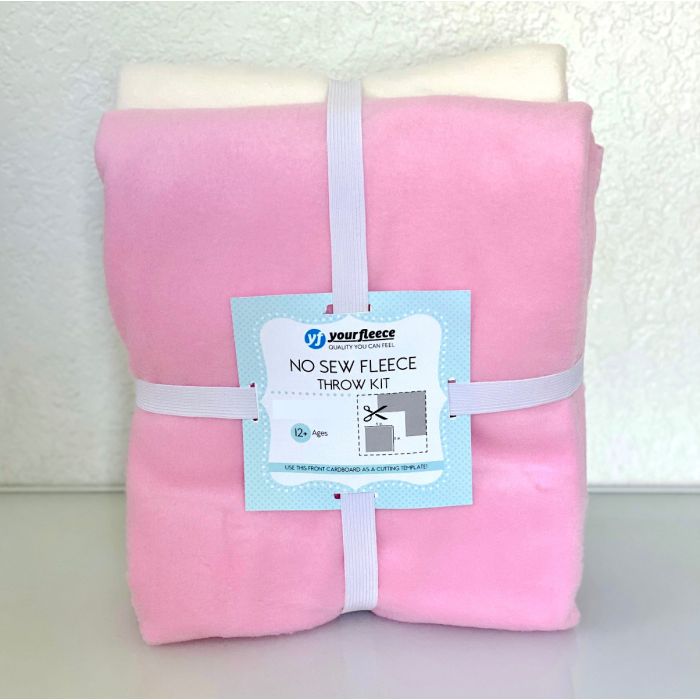 Solid Fleece No-Sew Throw Kit - Soft Pink/Silent White (50x60)