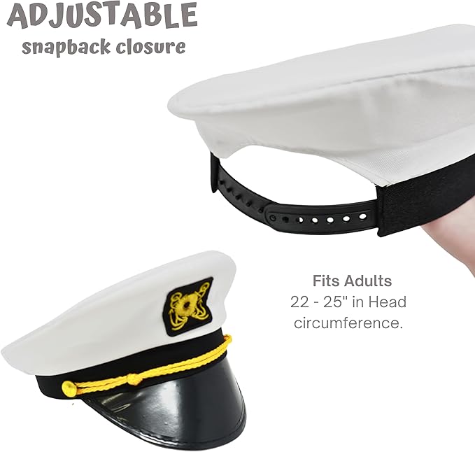 4E&#x27;s Novelty Yacht Captain Hat Costume Accessories Set with Adjustable Hat, Aviator Sunglasses &#x26; Fake Pipe &#x2013; Sailor Outfit Accessories for Adults, Men &#x26; Women &#x2013; Nautical Party &#x26; Halloween Dress Up