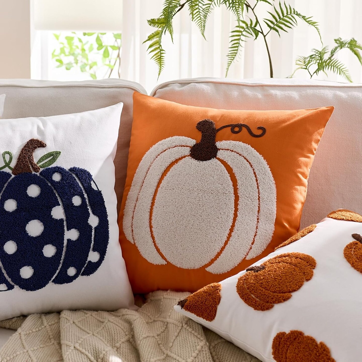 Set of 2 Fall Pillow Covers 20x20 Inch