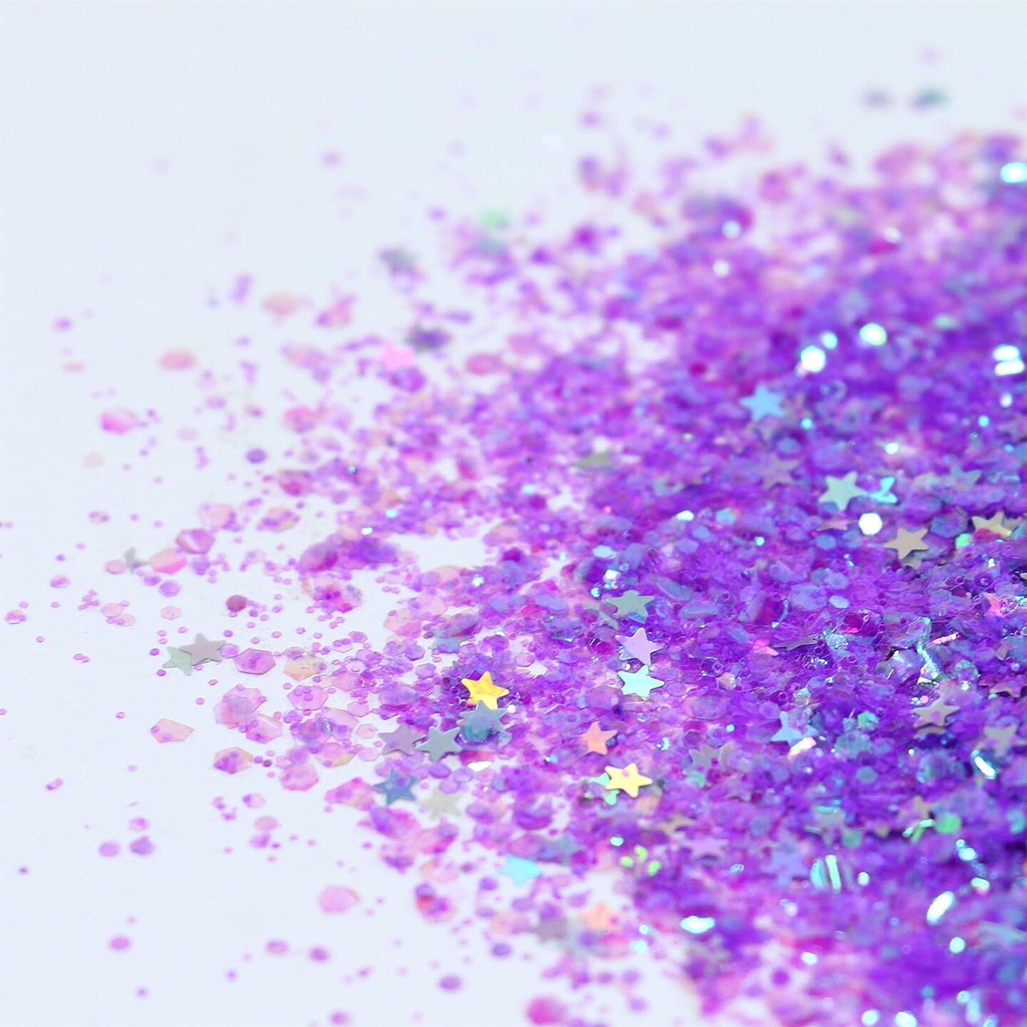 Face Jewels 6 Sheets + 10g Chunky Glitter – Stick-On Face Gems, Rhinestones & Crystals for Eyes, Face, Body | Festival, Rave, Cosplay, Party Makeup Accessories (Purple Glitter)