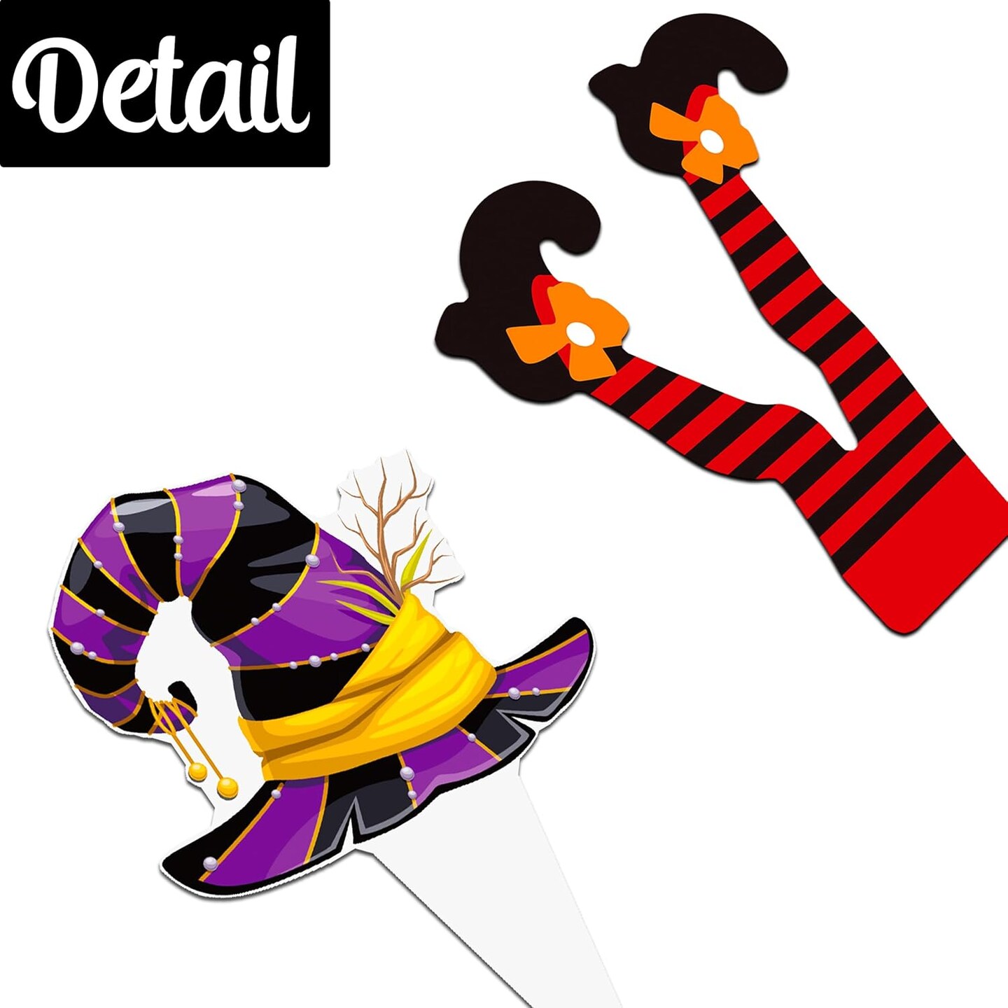 48pcs Witch Hat and Boot Cupcake Toppers Halloween Party