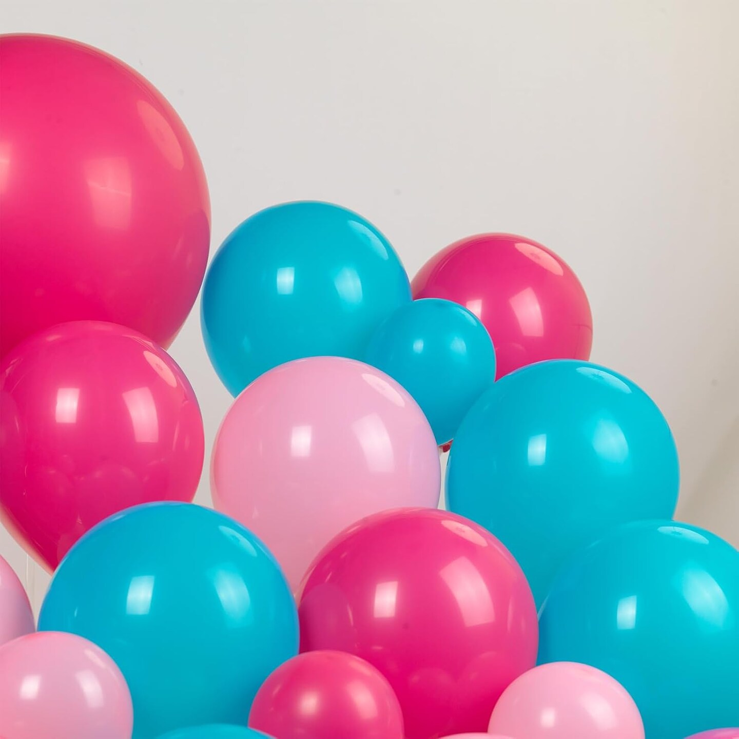 Tropical Hot Pink Teal Blue Balloon Garland arch kit 152 Pcs with Pastel Pink DIY Long Colored Balloons for Summer aloha Birthday Baby shower Gender reveal Hawaii cartoon Theme Decoration Supplies