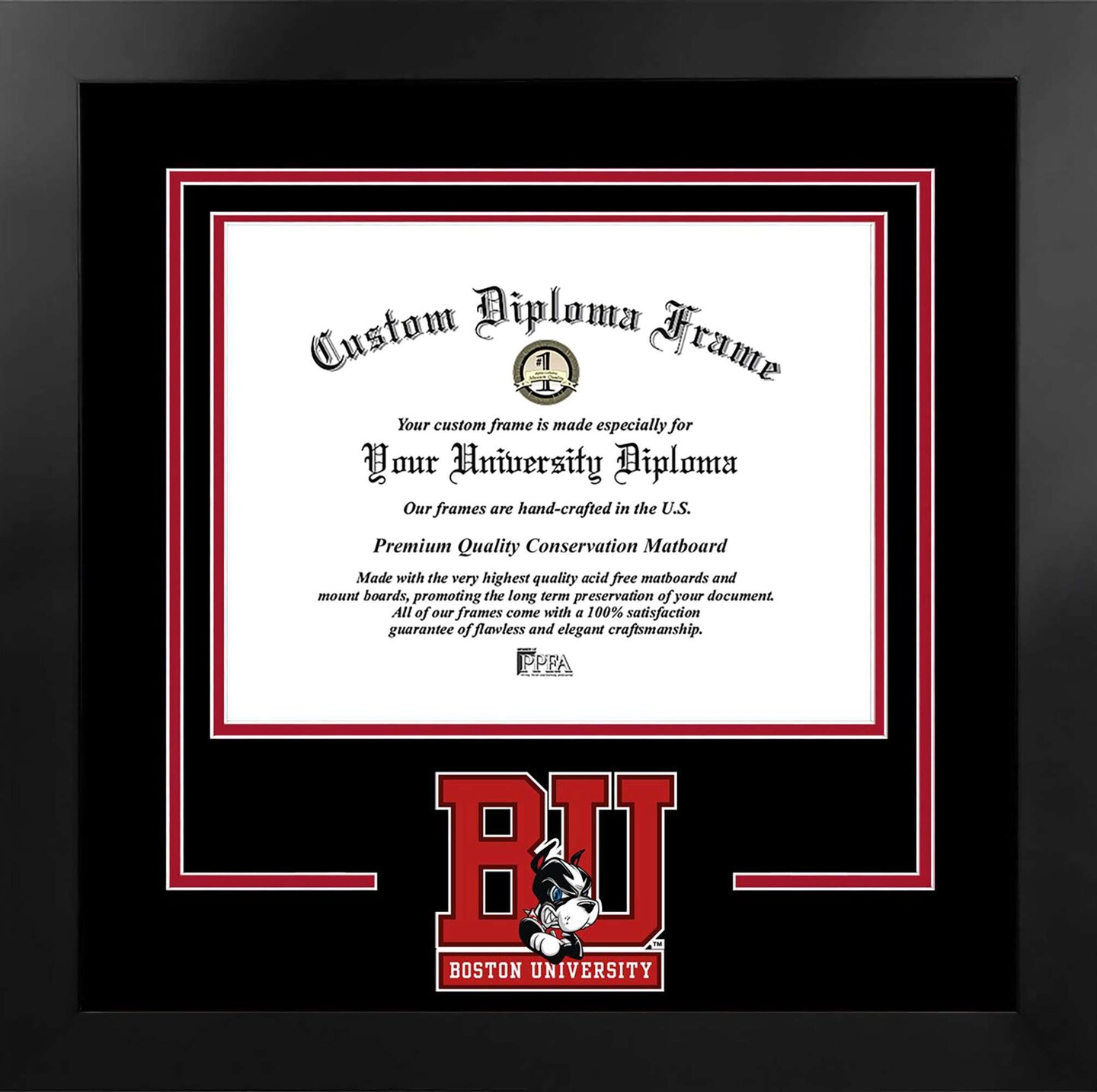 Boston University Terriers 14w x 11h Spirit Diploma Manhattan Black Frame with Bonus Campus Images Lithograph (value savings $59)