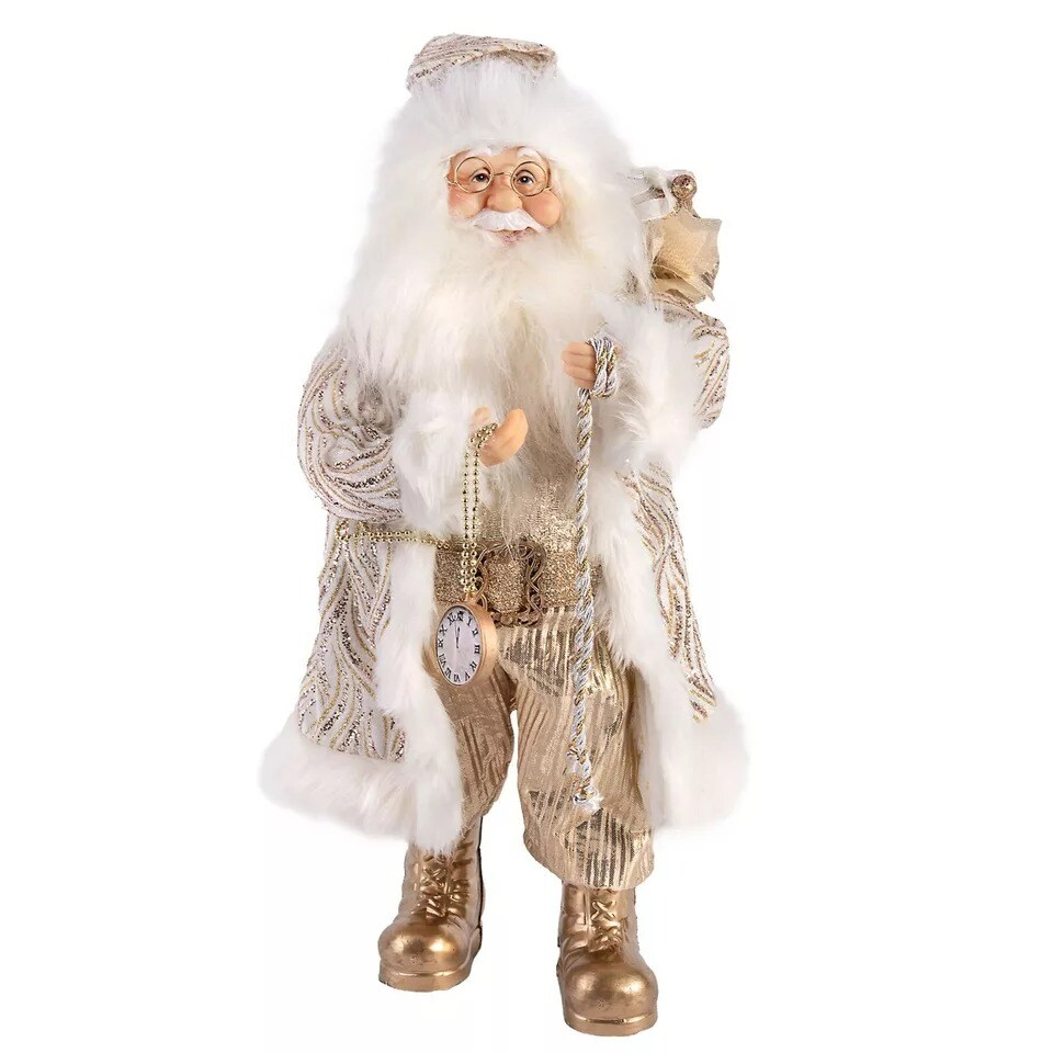 18&#x22; Gold Santa Claus Collectible Doll Santa Christmas Figurine Holiday Decor