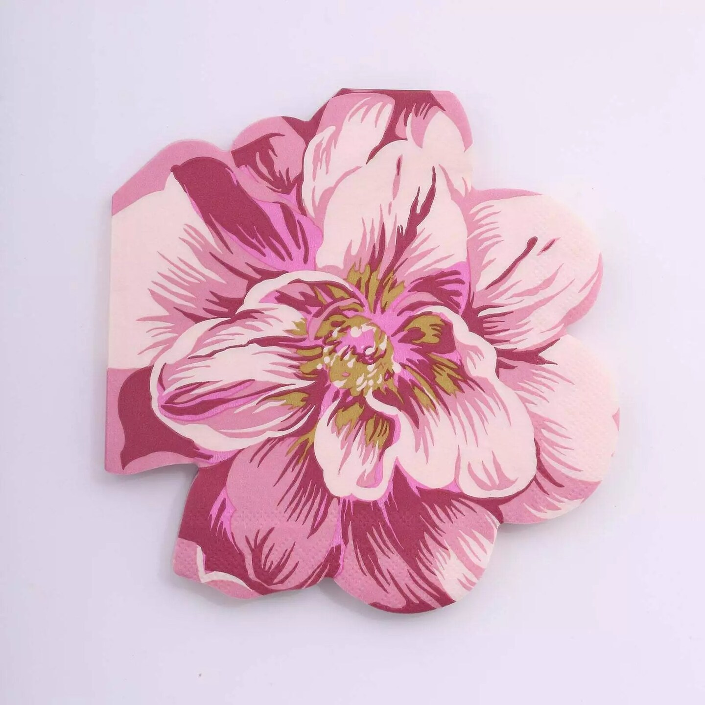 20 Pink Peony Flower Shaped Paper Beverage Cocktail Napkins Party Decorations