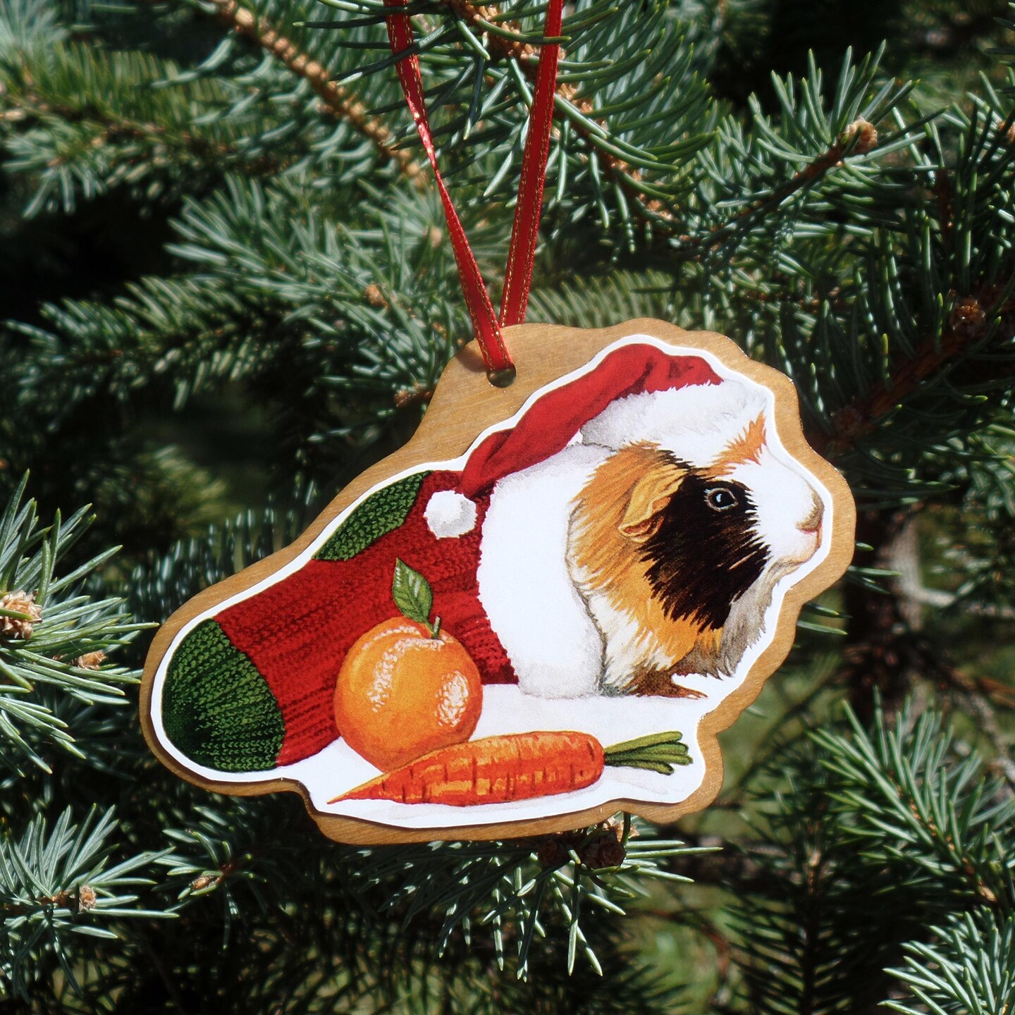 Guinea Pig Handmade Wooden Christmas Ornament- Christmas Stocking Guinea  Pig-Guinea Pig Lover Gift-Stocking Stuffer-Guinea Pig Ornament MakerPlace 