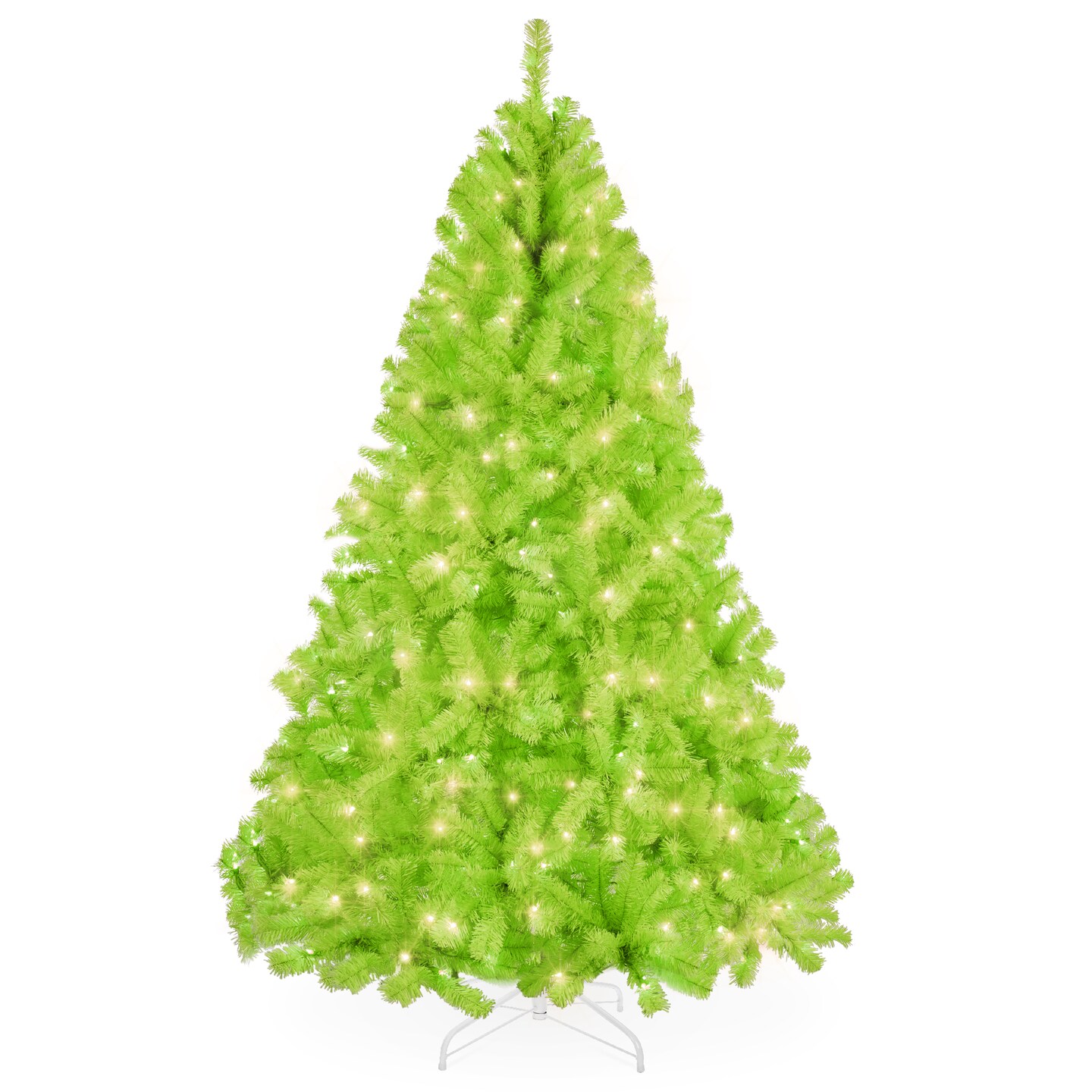 Best Choice Products Pre-Lit Lime Green Christmas Tree, Artificial Full Holiday Decoration w/ Incandescent Lights