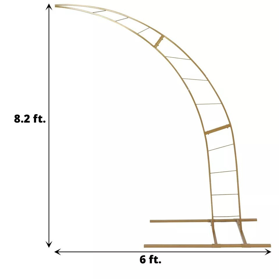 8 ft Gold Half Crescent Moon Floral Display Frame Arch Backdrop Stand Events