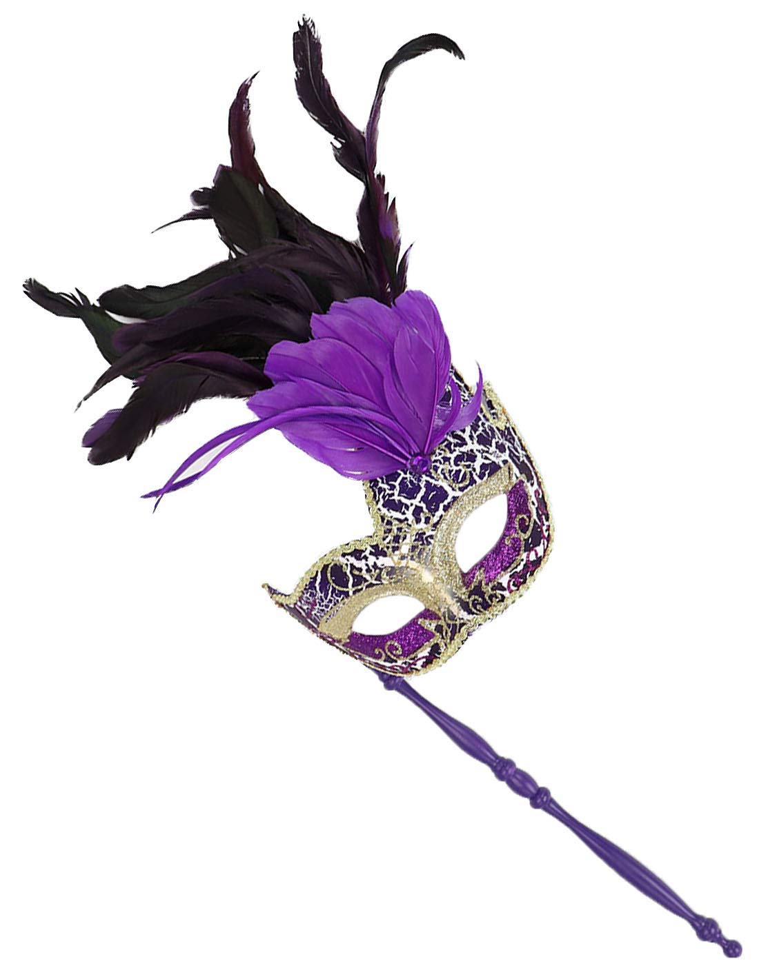 Awlsyj Women's Feather Masquerade Mask Halloween Mardi Gras