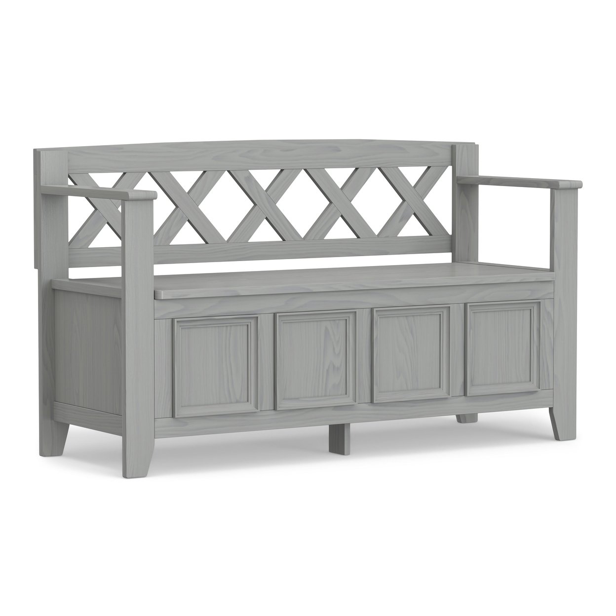Simpli Home Amherst Entryway Storage Bench Solid Wood 48" X 28" Brown Finish