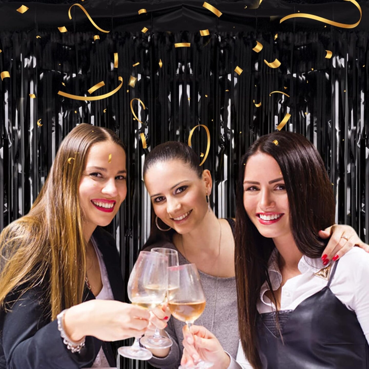 Black Tinsel Foil Fringe Curtains