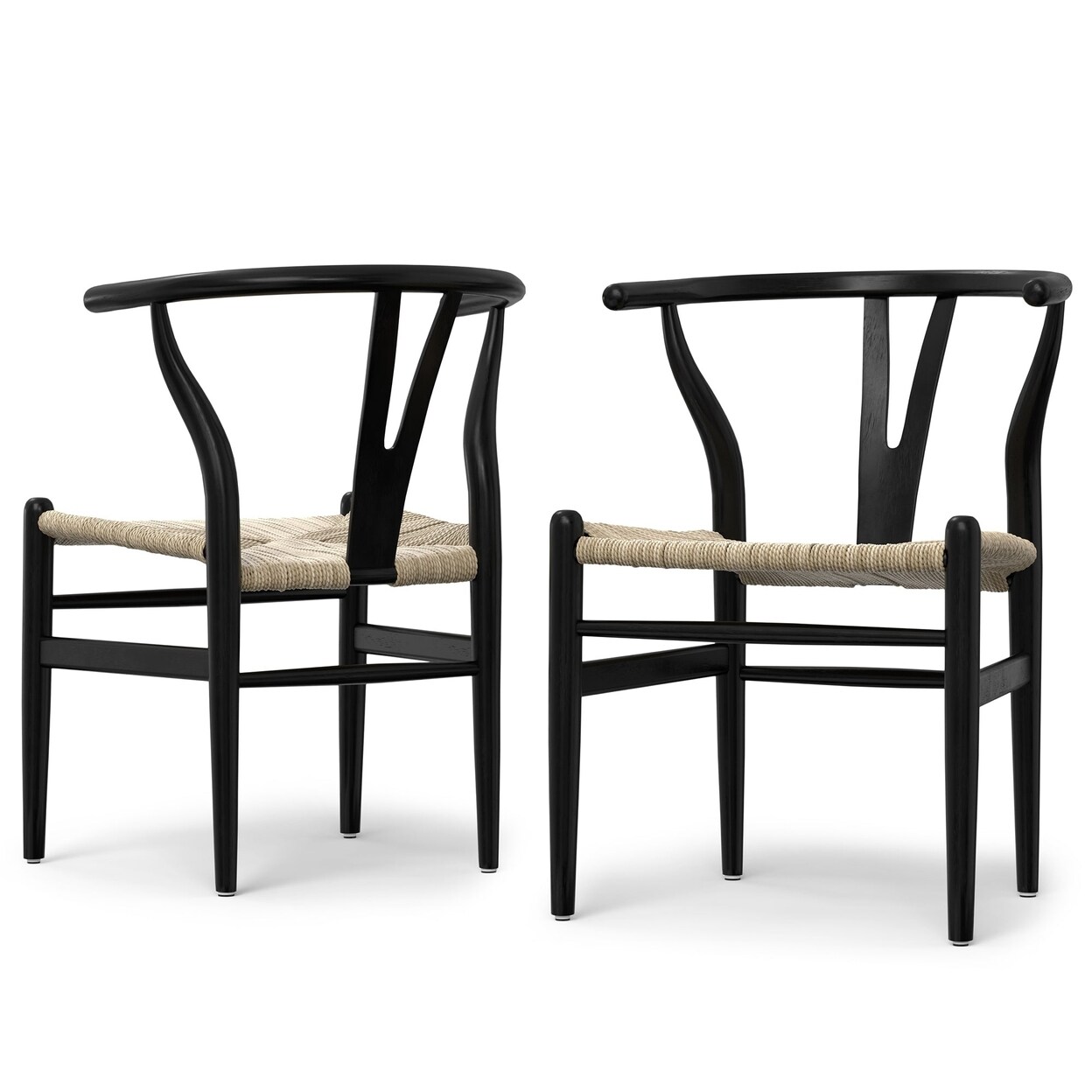 Hershey Dining Chair Set Of 2 Mid Century Modern Solid Wood Rope Seat Brown