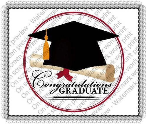 6&#x22; Round ~ Congratulations Graduate Graduation Cap ~ Edible Cake/Cupcake Topper - D973
