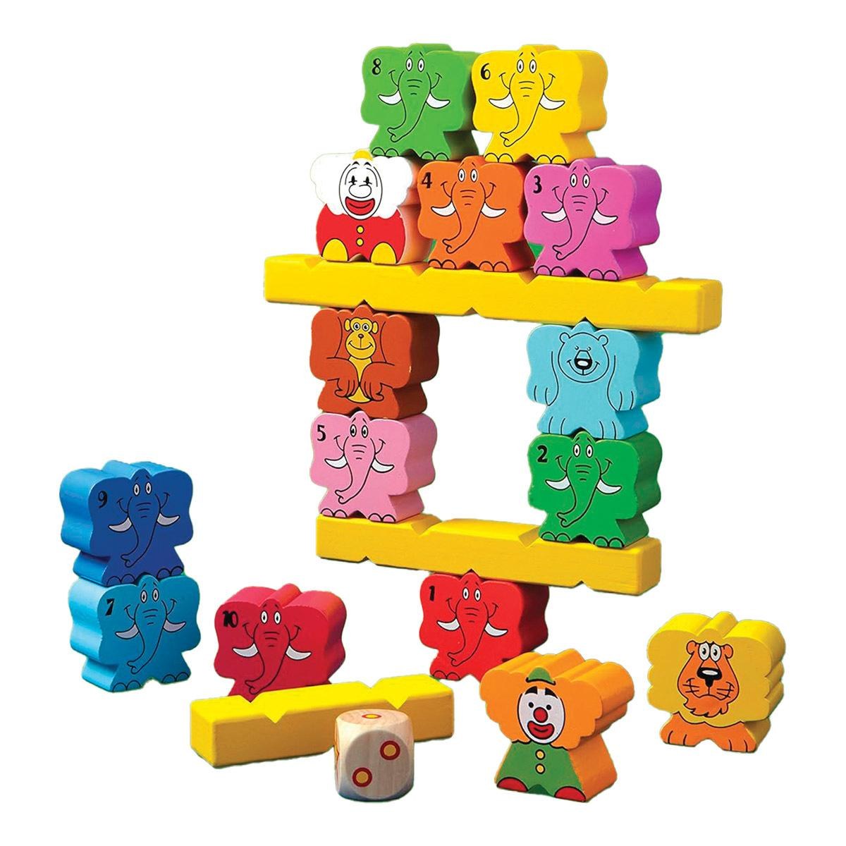 Blue Orange Zimbbos Building and Stacking Game with Friendly Circus Animals