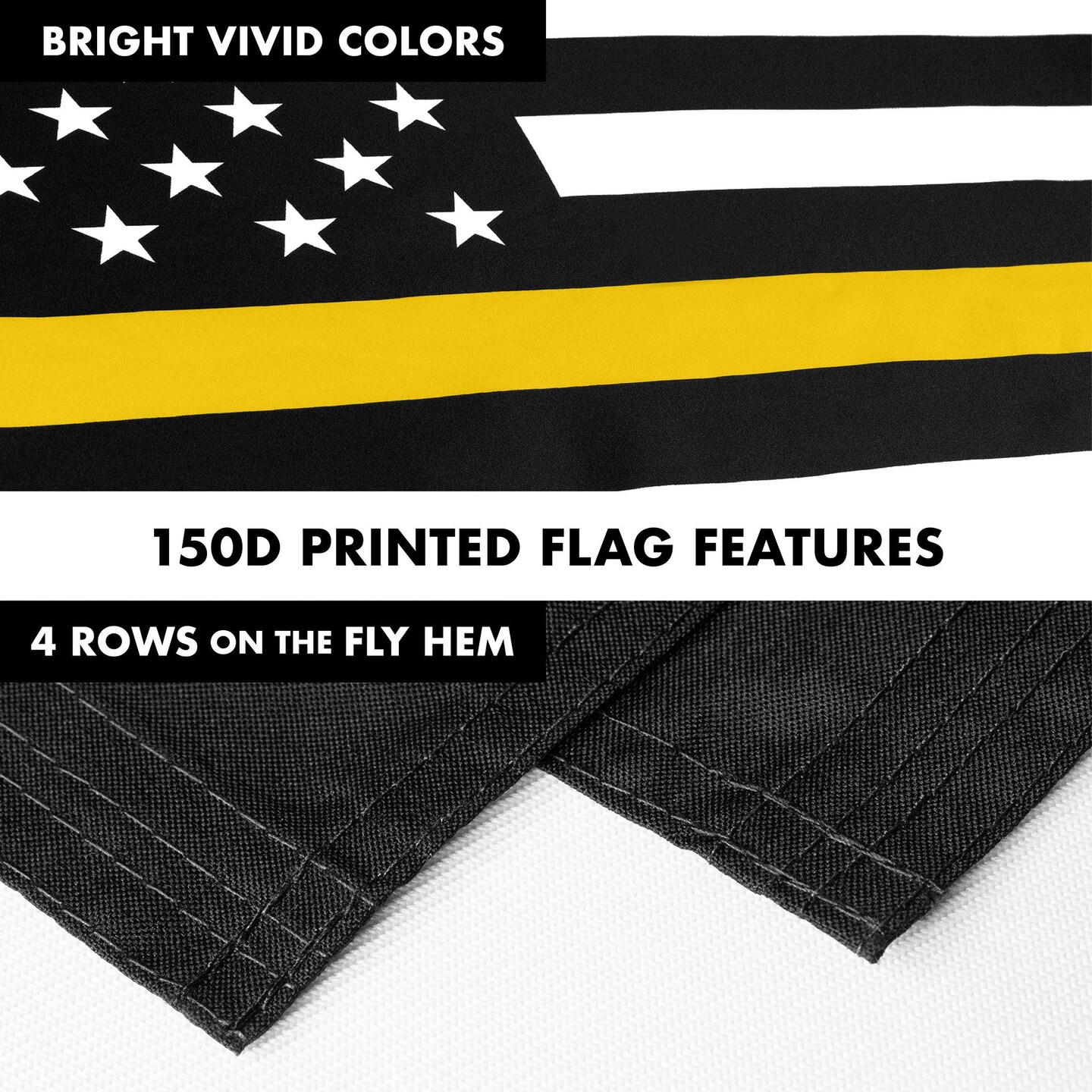 G128 Combo Pack: Flag Pole 6 FT White Tangle Free &#x26; Thin Yellow Line Flag 3x5 FT Brass Grommets Printed Polyester (Flag Included) Aluminum Flag Pole