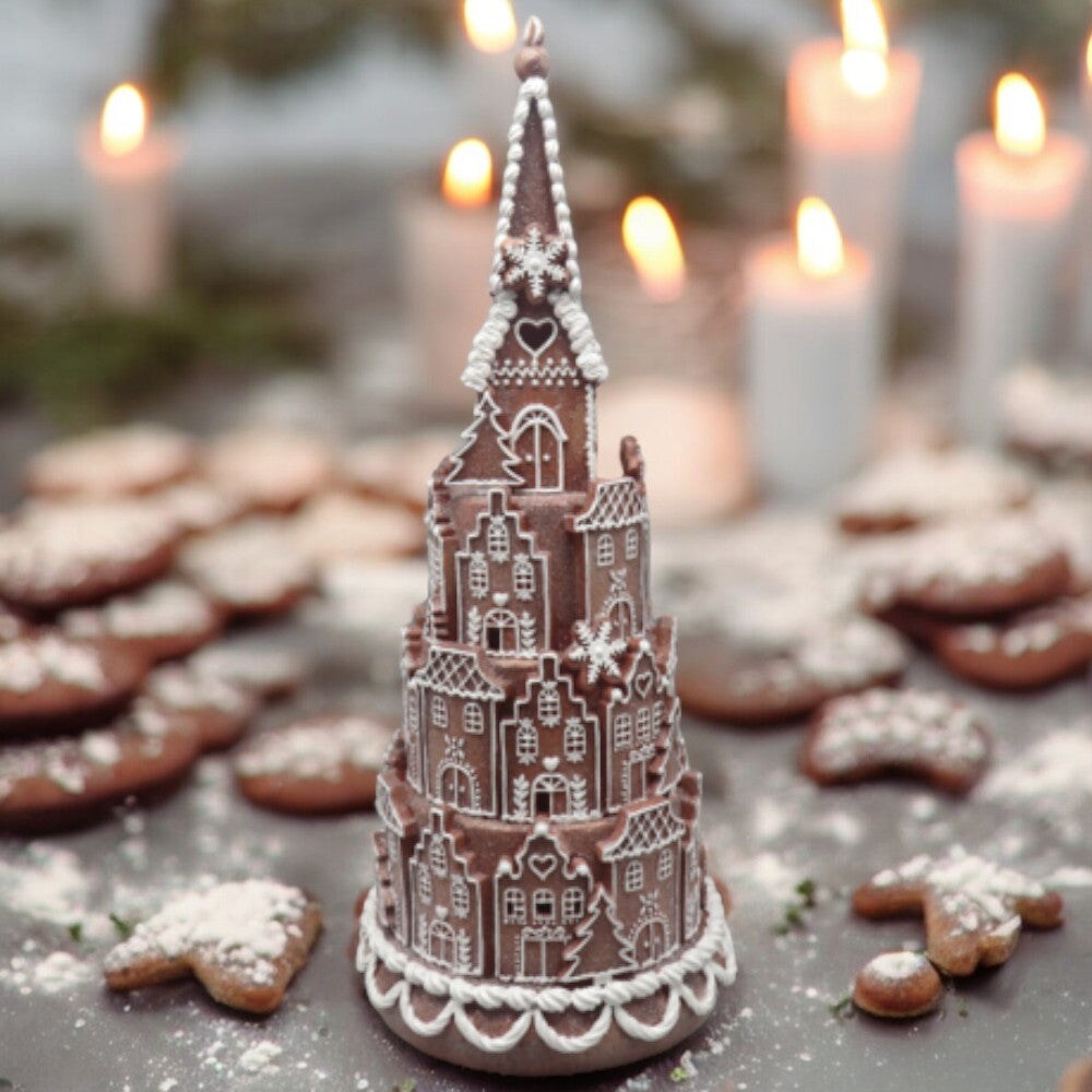 17.5&#x22; Gingerbread Castle with LED Lights - Festive Christmas Decor