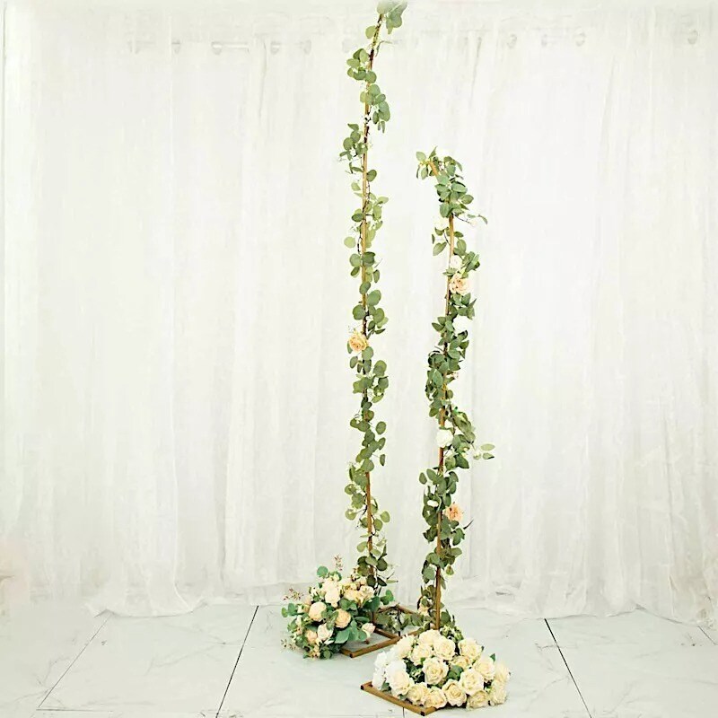 2 Gold Curved Top Metal Floral Display Frames Arch Backdrop Stand Set Events