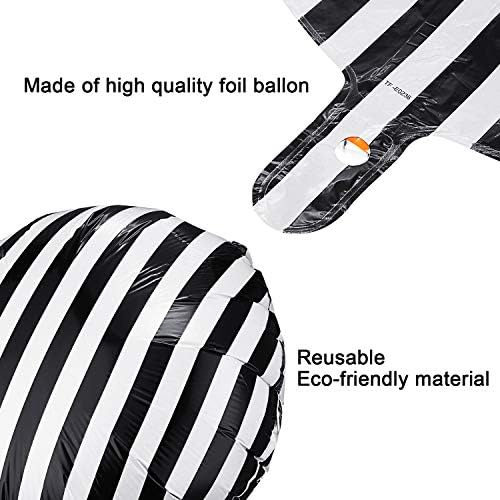 Black and White Striped Balloons Decoration Foil Balloons Aluminum Helium Balloons for Birthday Party