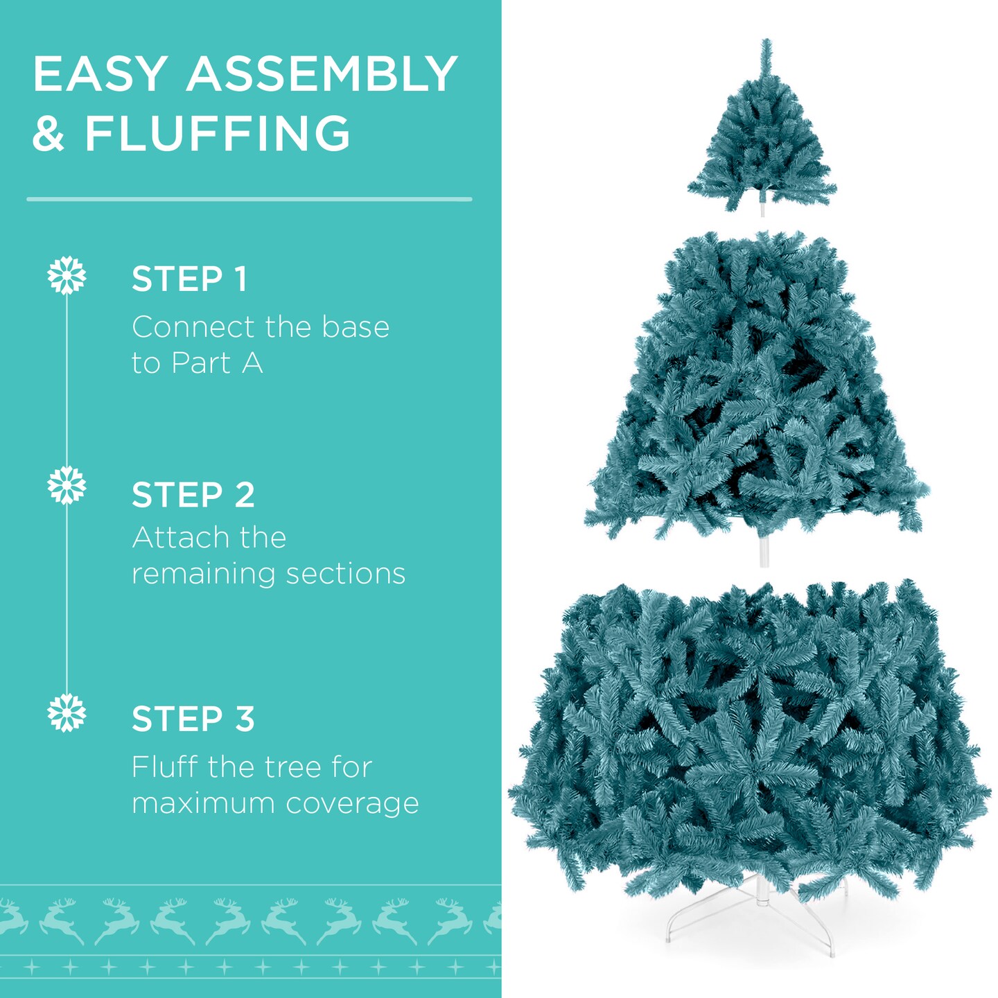 Best Choice Products Pre-Lit Peacock Blue Christmas Tree, Artificial Full Holiday Decoration w/ Incandescent Lights