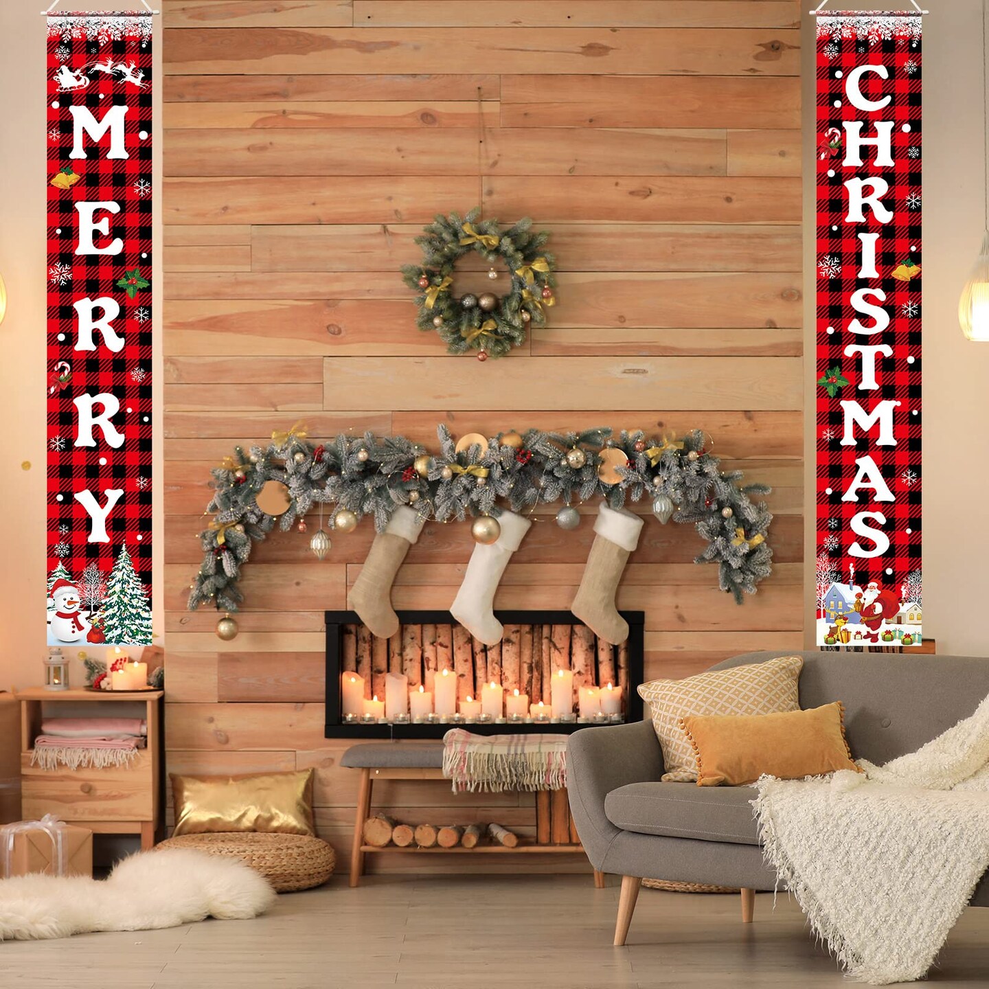 Christmas Decorations Merry Christmas Banner Xmas Porch Door Sign Welcome Banner for Wall Home Party Decor Christmas Decorations Indoor Outdoor