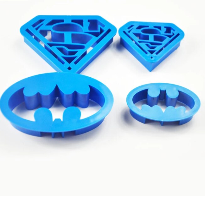 Batman Superman and Cutters cookie cutters
