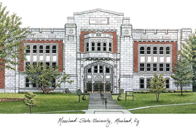 Morehead State University 11w x 8.5h Manhattan Black Single Mat Gold Embossed Diploma Frame with Bonus Campus Images Lithograph (value savings at $59)