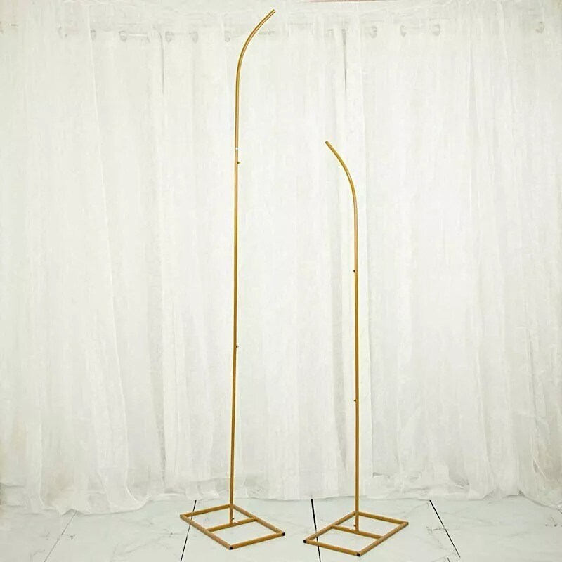 2 Gold Curved Top Metal Floral Display Frames Arch Backdrop Stand Set Events