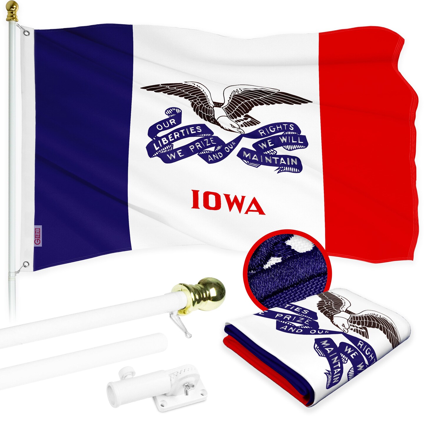 Bandiera Happy Fourth Of July 3x5 Ft &ndash; Kit Con Asta Girevole E Staffa
