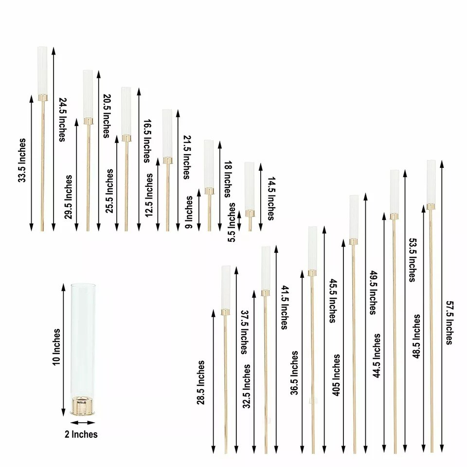 57-Inch tall Gold Candelabra Candle Holder Centerpiece Glass Wedding Home