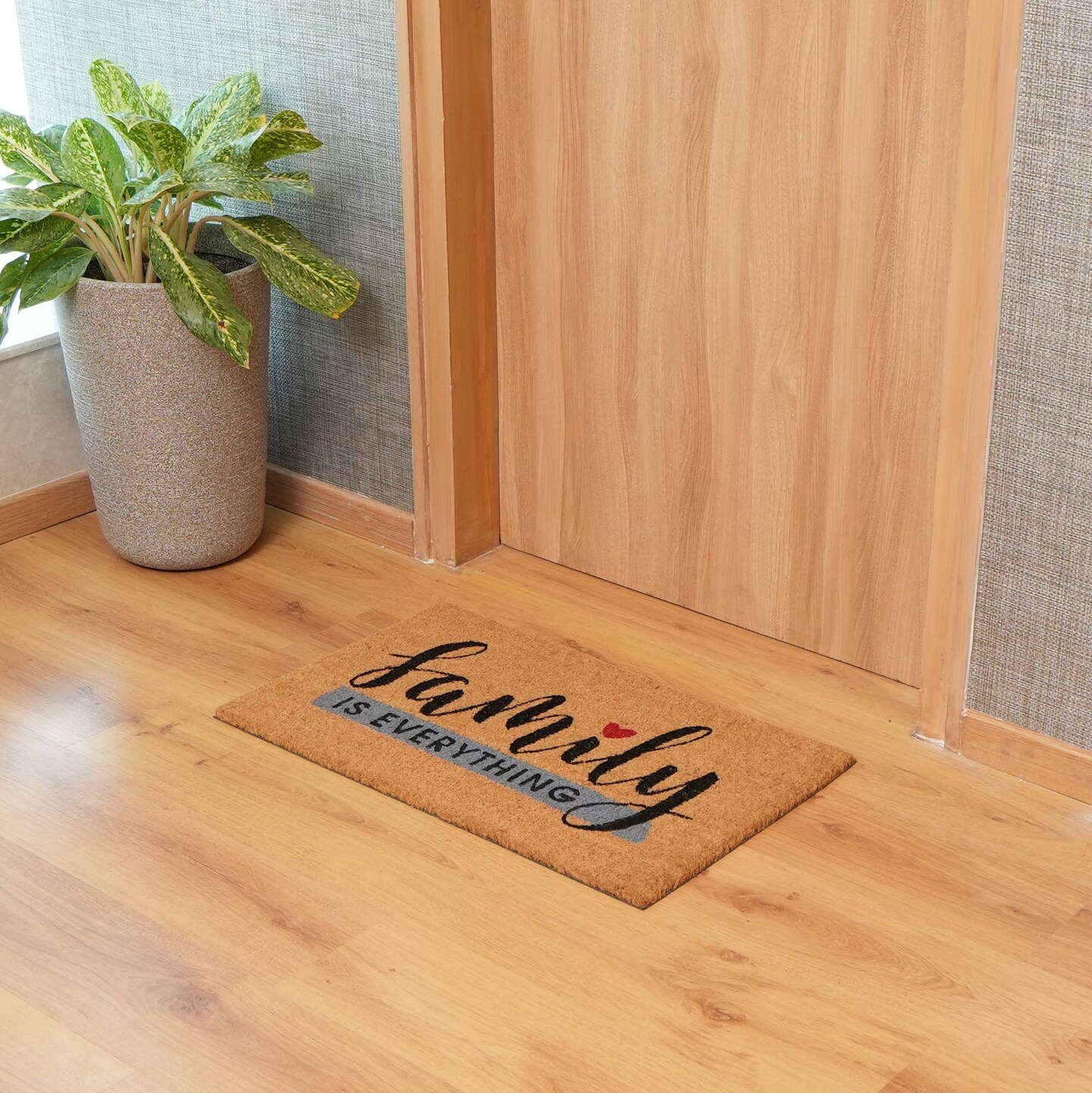 Natural Coir Door Mat with Non-Slip Backing, Indoor Outdoor Entry Doormat