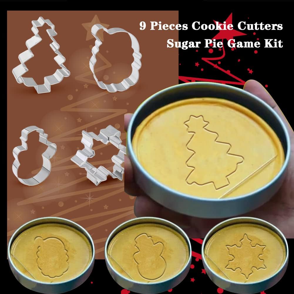 9 Piece Stainless Steel Christmas Cookie Cutter Set for Holiday Baking