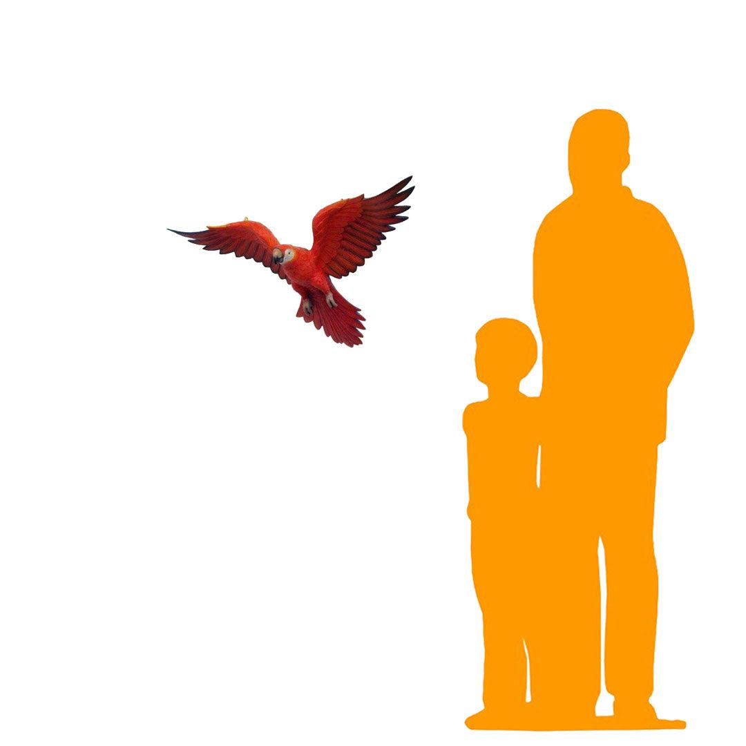 Red Flying Macaw Parrot Life Size Statue