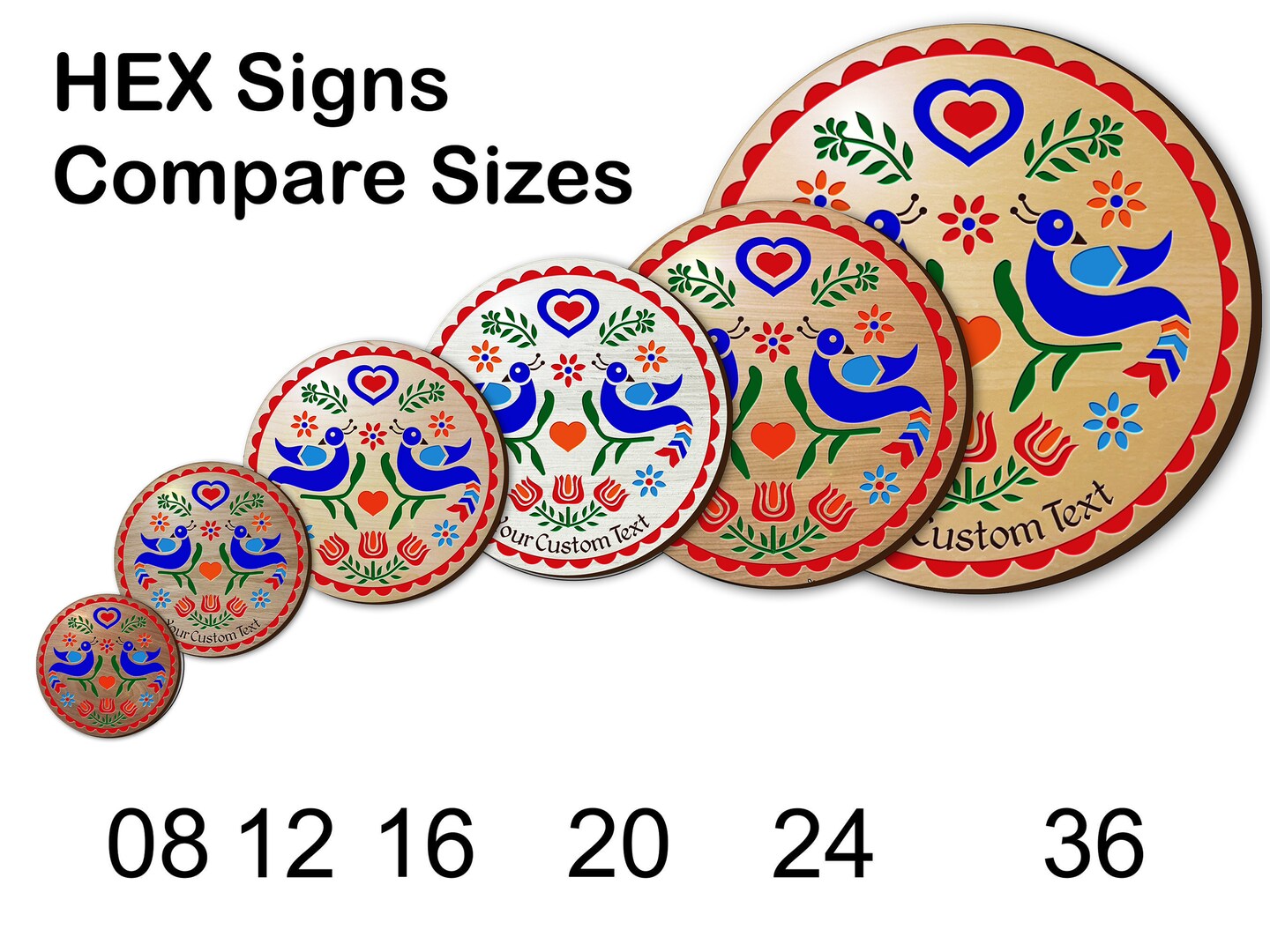 hxw: WELCOME DOUBLE DISTELFINK Engraved Wood Hand-Painted (08-36") PA Dutch Hex Sign product 5